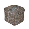 Koki Handcrafted Fabric Pouf, Khaki - as Pic