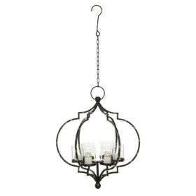 DecMode 6 Holder Black Metal Hanging Candelabra - DecMode