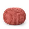 Bordeaux Knitted Cotton Round Pouf, Coral - as Pic