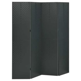 4-Panel Room Divider Anthracite 63"x70.9" Steel - Anthracite