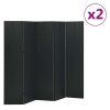 5-Panel Room Dividers 2 pcs Black 78.7"x70.9" Steel - Black