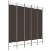 5-Panel Room Divider Brown 78.7"x78.7" Fabric - Brown