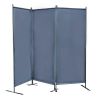 6 Ft Modern Room Divider, 3-Panel Folding Privacy Screen w/ Metal Standing, Portable Wall Partition XH - gray