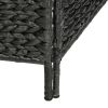 4-Panel Room Divider Black 60.6"x63" Water Hyacinth - Black