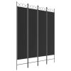 4-Panel Room Divider Black 63"x78.7" Fabric - Black