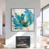 100%Hand Painted Abstract Art Blue Flower Oil Painting On Canvas Art Wall Painting For Living Room wall pictures Home Decoration - 80x80cm