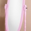 Traditional Queen Anna Style Wood Floor Cheval Mirror, Pink Finish - as Pic