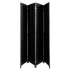 4-Panel Room Divider, Folding Privacy Screen with Double Hinged, Freestanding Room Separator, Black XH - black