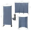 6 Ft Modern Room Divider, 3-Panel Folding Privacy Screen w/ Metal Standing, Portable Wall Partition XH - gray