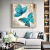 100%Hand Painted Abstract Art Blue Flower Oil Painting On Canvas Art Wall Painting For Living Room wall pictures Home Decoration - 80x80cm