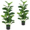 2-Pack Artificial Fiddle Leaf Fig Tree for Indoor and Outdoor - Green