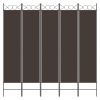 5-Panel Room Divider Brown 78.7"x78.7" Fabric - Brown