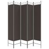 5-Panel Room Divider Brown 78.7"x78.7" Fabric - Brown