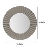 32 Inch Round Beveled Floating Wall Mirror with Corrugated Design Wooden Frame, Gray - as Pic