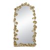 51.5" x 29" Full Length Arched Wall Mirror with Golden Leaf Accents, Decorative Mirror for Living Room Bedroom - as Pic