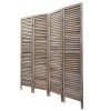 4-Panel Wood Room Divider Louver Partition Screen, 5.6 Ft. Tall Folding Privacy Screen for Home Office, Bedroom, Rustic Brown XH - light burnt