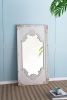 29" x 54" Distressed White Mirror with Solid Wood Frame, French Country Floor Mirror for Living Room Bedroom Entryway - as Pic