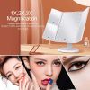 Rechargeable Foldable Makeup Mirror With LED Light 360° Adjust Wireless 1-3X Magnifying 3 Tone Light Desktop Vanity Table Mirror - three lights2 - CN