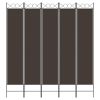 5-Panel Room Divider Brown 78.7"x86.6" Fabric - Brown