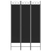 3-Panel Room Divider Black 47.2"x78.7" Fabric - Black