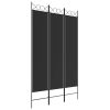 3-Panel Room Divider Black 47.2"x78.7" Fabric - Black