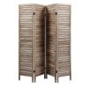 4-Panel Wood Room Divider Louver Partition Screen, 5.6 Ft. Tall Folding Privacy Screen for Home Office, Bedroom, Rustic Brown XH - light burnt