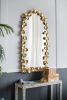 51.5" x 29" Full Length Arched Wall Mirror with Golden Leaf Accents, Decorative Mirror for Living Room Bedroom - as Pic