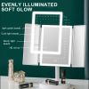 360° Adjust Foldable Makeup Mirror With LED Light Rechargeable Wireless 1-3X Magnifying 3 Tone Light Desktop Vanity Mirror Table - three lights2 - CN