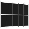 5-Panel Room Divider Black 98.4"x78.7" Fabric - Black