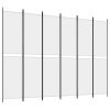 6-Panel Room Divider White 118.1"x86.6" Fabric - White