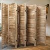 Sycamore wood 8 Panel Screen Folding Louvered Room Divider - light burn - as Pic