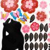 Cat & Flowers - Large Wall Decals Stickers Appliques Home Decor - HEMU-HL-5810