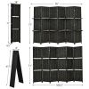 6 Panel Folding Weave Fiber Room Divider with 2 Display Shelves - Black