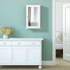 Wall Mounted Bedroom Mirror Jewelry Cabinet Bathroom Storage Box - white