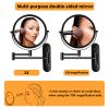 8 Inch Wall Mounted Makeup Vanity Mirror, Double Sided 1x/10x Magnifying Mirror, 360° Swivel with Extension Arm Bathroom Mirror - Black