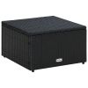 Footstool Ottoman Poly Rattan 20.9"x20.9"x11.8" Black - Black