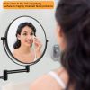 8 Inch Wall Mounted Makeup Vanity Mirror, Double Sided 1x/10x Magnifying Mirror, 360° Swivel with Extension Arm Bathroom Mirror - Black