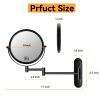 8 Inch Wall Mounted Makeup Vanity Mirror, Double Sided 1x/10x Magnifying Mirror, 360° Swivel with Extension Arm Bathroom Mirror - Black