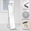 Floor Standing Mirror, Wall Mirror with Stand Aluminum Alloy Thin Frame,31''*71'',Black-rect - as Pic