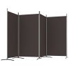 4-Panel Room Divider Brown 136.2"x70.9" Fabric - Brown