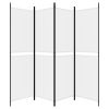 4-Panel Room Divider White 78.7"x70.9" Fabric - White