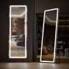 3 Color Lighting Mirror with LED Lights, 64"x21" Lighted Floor Standing Mirror with Stand - as Pic