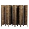 Sycamore wood 8 Panel Screen Folding Louvered Room Divider - brown - as Pic