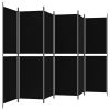 6-Panel Room Divider Black 118.1"x70.9" Fabric - Black