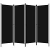 4-Panel Room Divider Black 78.7"x70.9" - Black