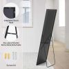 Floor Standing Mirror, Wall Mirror with Stand Aluminum Alloy Thin Frame,16''*59'',Black-rect - as Pic