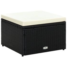 Footstool Ottoman Poly Rattan 20.9"x20.9"x11.8" Black - Black