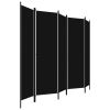 5-Panel Room Divider Black 98.4"x70.9" - Black