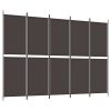 5-Panel Room Divider Brown 98.4"x70.9" Fabric - Brown