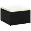 Footstool Ottoman Poly Rattan 20.9"x20.9"x11.8" Black - Black